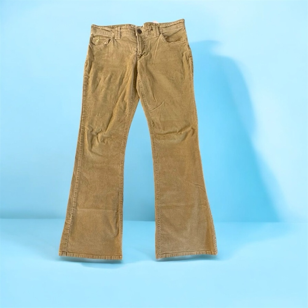 VTG American Eagle Outfitters Tan Corduroy Flare Jeans Size 6 Low Rise Y2K - Picture 1 of 11